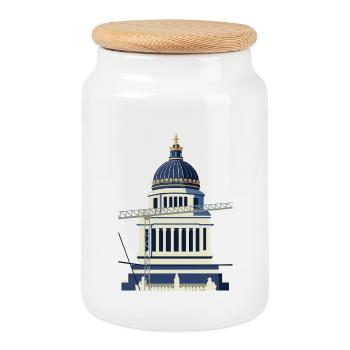 Palais de Justice - Boîte à biscuits avec couvercle en bois - blanc - Devant