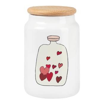 Heart Hot Water Bottle Illustration - Cookie Jar with Wooden Lid - white - Front
