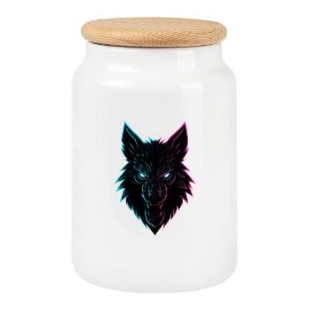 NEON FANG - Keksdose mit Holzdeckel - Weiß - Vorne