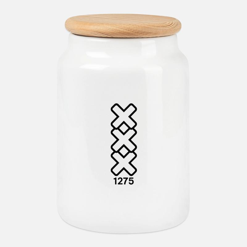 Amsterdam Black Est 1275 - Keksdose mit Holzdeckel - Weiß