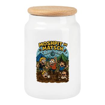 Festival Crew Crowd at Matsch Festival Camping - Cookie Jar with Wooden Lid - white - Front