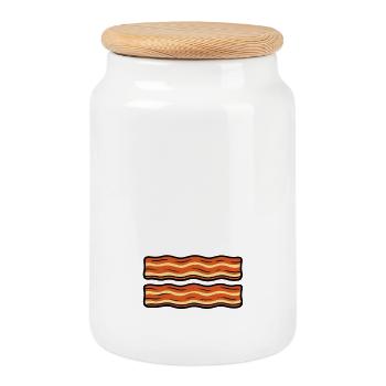 Proud to be a little Bacon - Cookie Jar with Wooden Lid - white - Front