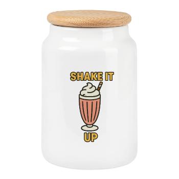 Shake it up Motivational Design - Cookie Jar with Wooden Lid - white - Front
