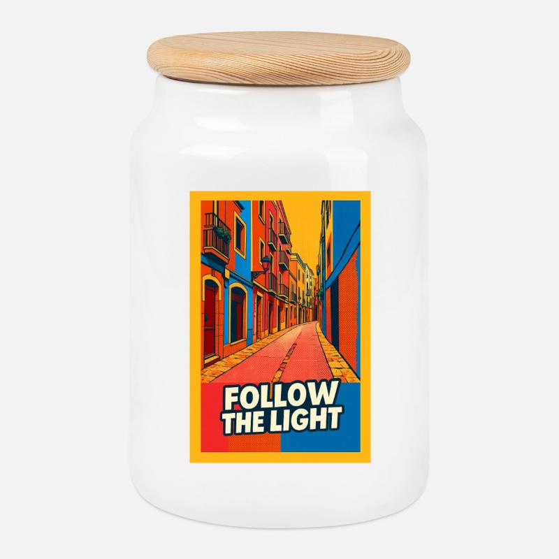 Follow the Light Straßenpop - Keksdose mit Holzdeckel - Weiß