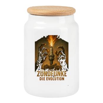 ZÜNDFUNKE – Die Evolution - Keksdose mit Holzdeckel - Weiß - Vorne