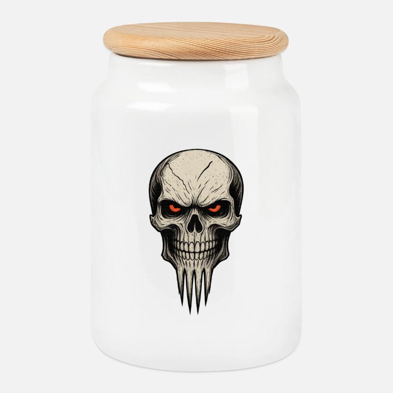 Cauchemar de crâne de zombie - Boîte à biscuits avec couvercle en bois - blanc