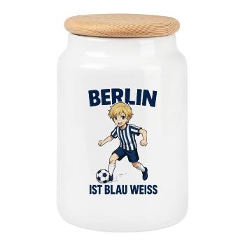 Conception de fan de football à Berlin - Boîte à biscuits avec couvercle en bois - blanc - Devant