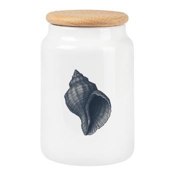 Illustration élégante de coquillage nautique - Boîte à biscuits avec couvercle en bois - blanc - Devant