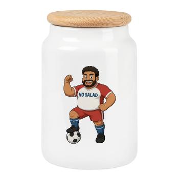Motif de football humoristique pour les amateurs de sport - Boîte à biscuits avec couvercle en bois - blanc - Devant