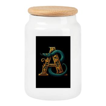A - Magisches Ornament mit Basilisk - Keksdose mit Holzdeckel - Weiß - Vorne