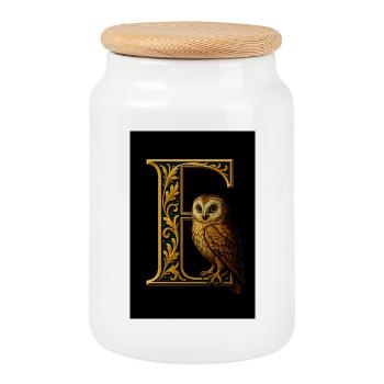 E - Magisches Ornament mit Eule - Keksdose mit Holzdeckel - Weiß - Vorne