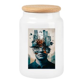 Inner City Mental - Cookie Jar with Wooden Lid - white - Front