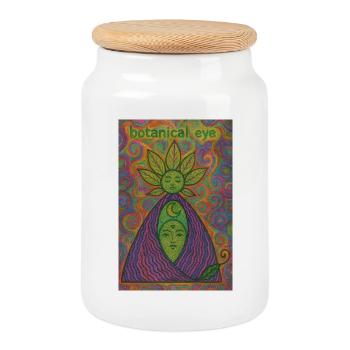 Psychedelic Botanical Mindscape - Cookie Jar with Wooden Lid - white - Front