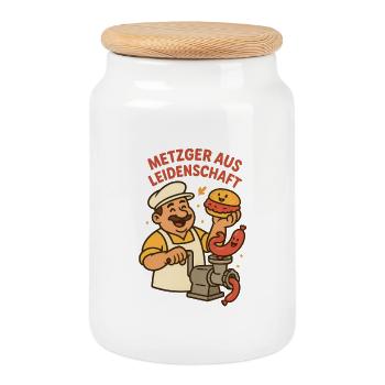 Boucher passionné et plein d'humour - Boîte à biscuits avec couvercle en bois - blanc - Devant