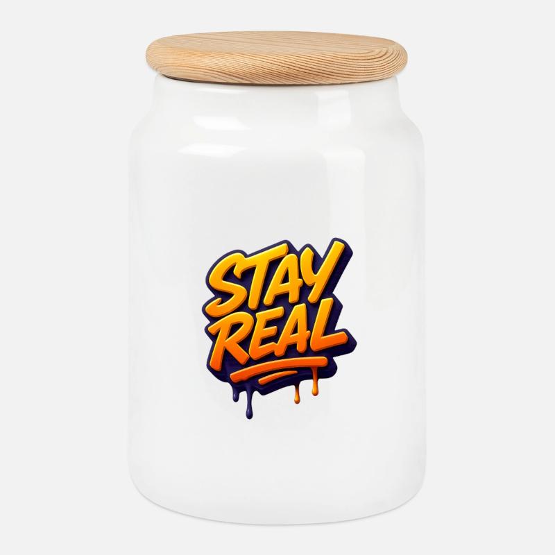 Stay Real Urban Graffiti Design - Keksdose mit Holzdeckel - Weiß