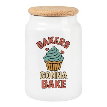 Motifs de gâteaux avec des paroles humoristiques - Boîte à biscuits avec couvercle en bois - blanc - Devant