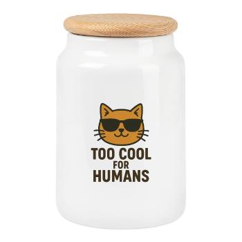 Chat avec lunettes de soleil – Pour l'amour du hip-hop - Boîte à biscuits avec couvercle en bois - blanc - Devant