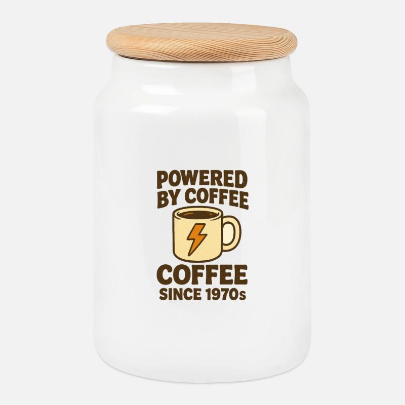 Kaffee-Power - Keksdose mit Holzdeckel - Weiß