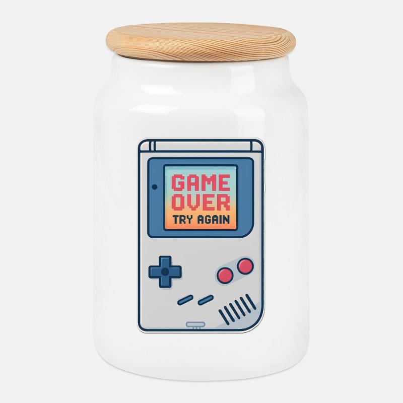 Retro Gaming Console Motiv - Keksdose mit Holzdeckel - Weiß