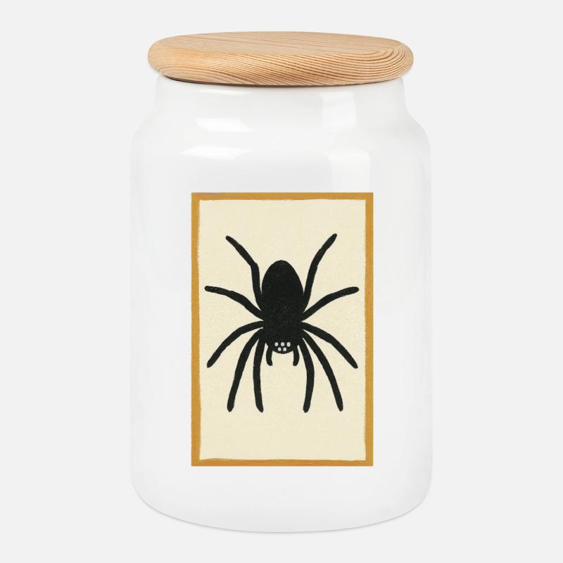 Spinne - Keksdose mit Holzdeckel - Weiß