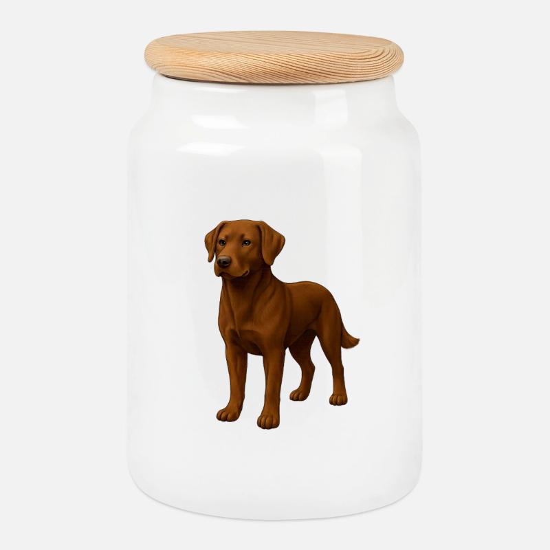 Labrador - Keksdose mit Holzdeckel - Weiß