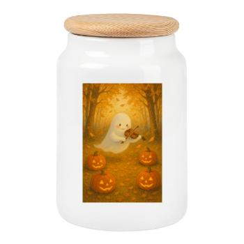 Süßer Halloween Geist - Keksdose mit Holzdeckel - Weiß - Vorne