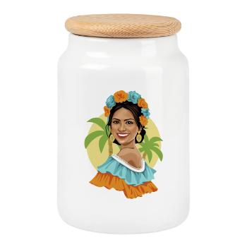 Colombie Vibra - Boîte à biscuits avec couvercle en bois - blanc - Devant
