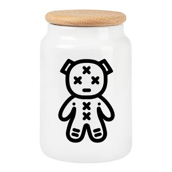 Voodoo Doll - Cookie Jar with Wooden Lid - white - Front