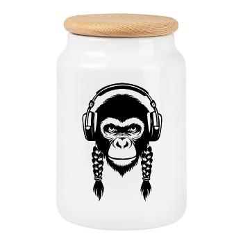 Street Monkey Head Urban Dance Edition Shirt - Cookie Jar with Wooden Lid - white - Front