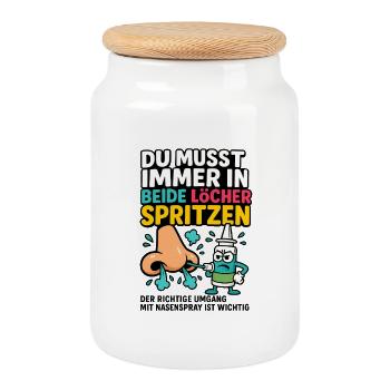 Il faut toujours creuser dans les deux trous - Nasenspay - Boîte à biscuits avec couvercle en bois - blanc - Devant