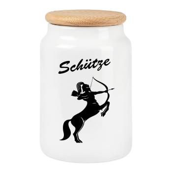 Sagittaire - Boîte à biscuits avec couvercle en bois - blanc - Devant
