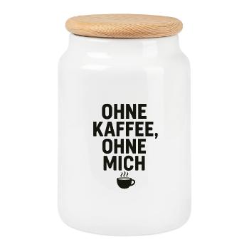 Sans café, sans moi - Boîte à biscuits avec couvercle en bois - blanc - Devant