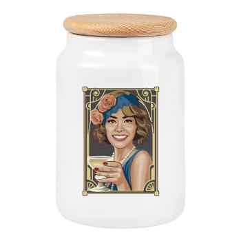 Club des Vingt - Boîte à biscuits avec couvercle en bois - blanc - Devant