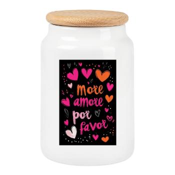 Plus d’Amore, por favor Poster - Boîte à biscuits avec couvercle en bois - blanc - Devant