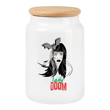 Lady Doom - Cookie Jar with Wooden Lid - white - Front