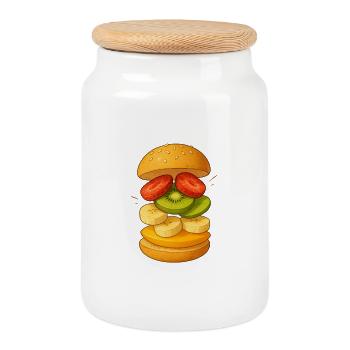 Fruit Burger - Cookie Jar with Wooden Lid - white - Front