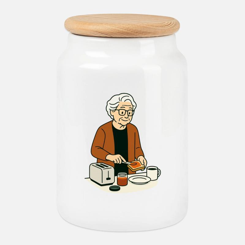 Oma Karin  - Keksdose mit Holzdeckel - Weiß