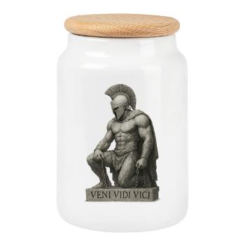 Gladiateur guerrier romain - Boîte à biscuits avec couvercle en bois - blanc - Devant