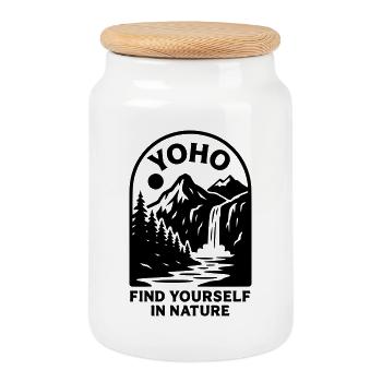 Yoho National Park - Cookie Jar with Wooden Lid - white - Front