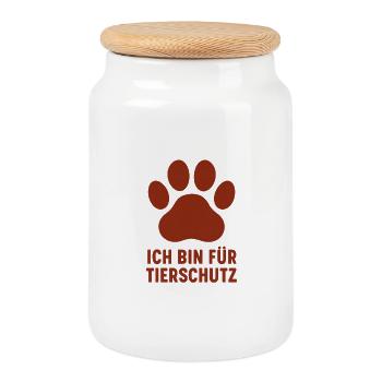 Logo Paw pour la déclaration sur le bien-être animal - Boîte à biscuits avec couvercle en bois - blanc - Devant