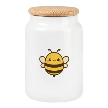 Kawaii Honigbiene Illustration - Keksdose mit Holzdeckel - Weiß - Vorne