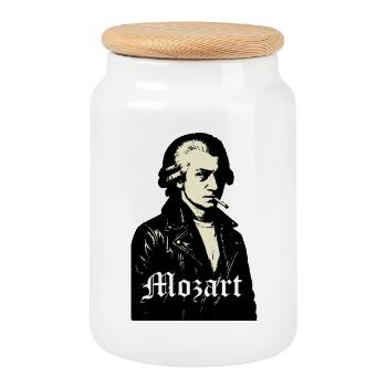 Mozart Noir Compositeur rebelle - Boîte à biscuits avec couvercle en bois - blanc - Devant