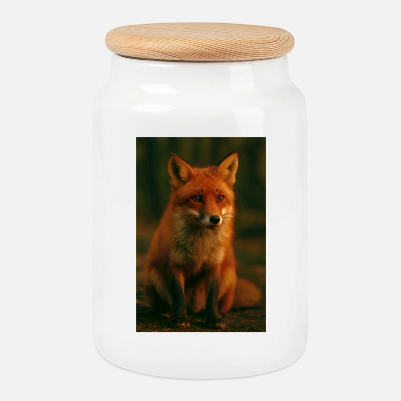Wilde Tiere, Fuchs - Keksdose mit Holzdeckel - Weiß