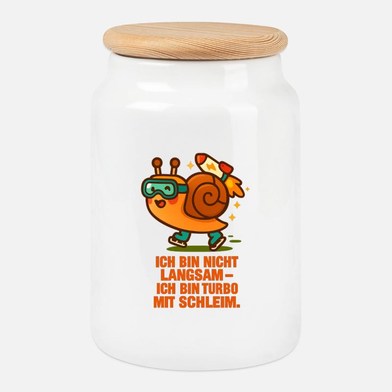 ich_bin_nicht_Langsam_Ich_bin_Turbo_mit_Schleim - Keksdose mit Holzdeckel - Weiß