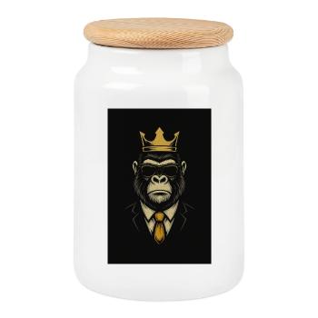 Roi des singes des rues - Boîte à biscuits avec couvercle en bois - blanc - Devant