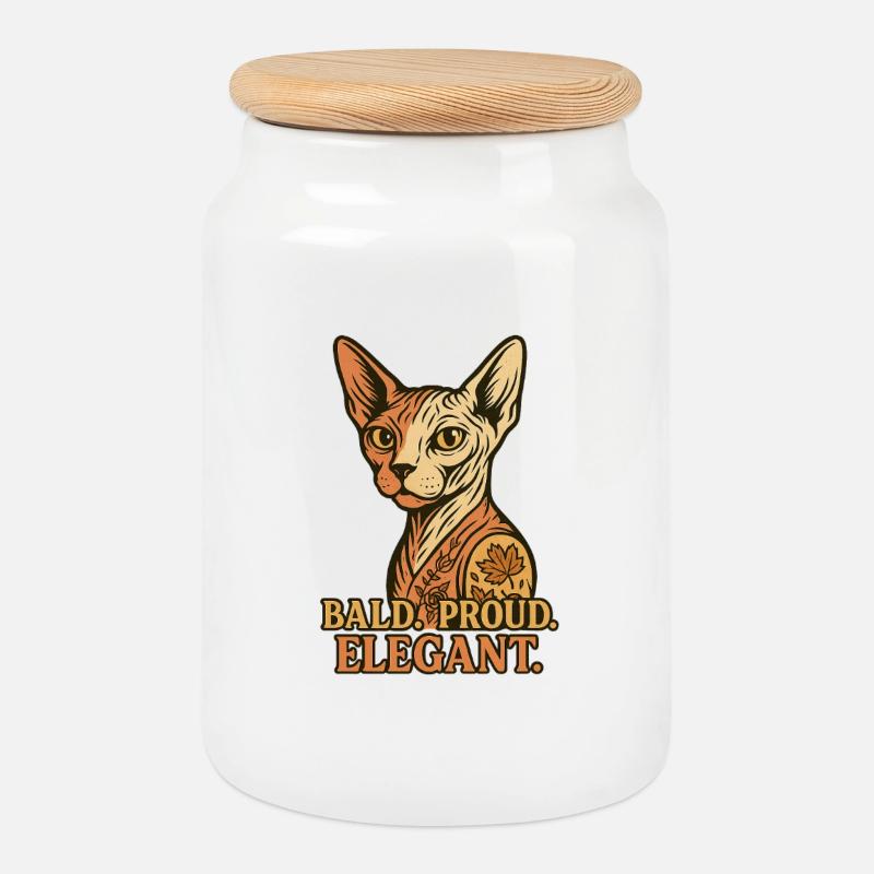 Sphynx Cat - Keksdose mit Holzdeckel - Weiß