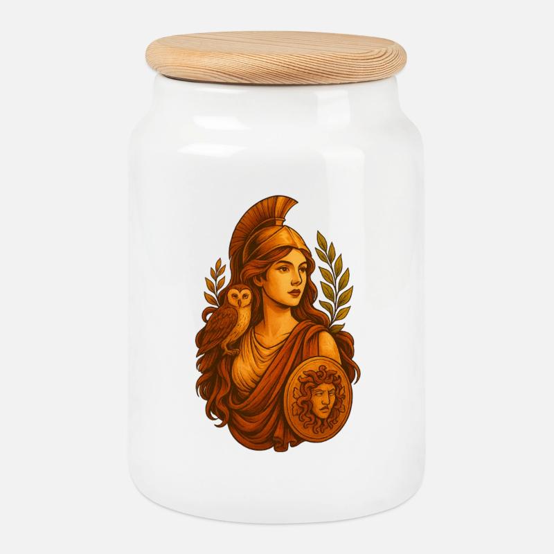 Athene - Keksdose mit Holzdeckel - Weiß