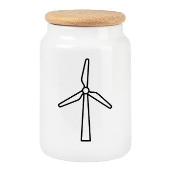 Wind turbine | Renewable Energy Statement Vector - Cookie Jar with Wooden Lid - white - Front