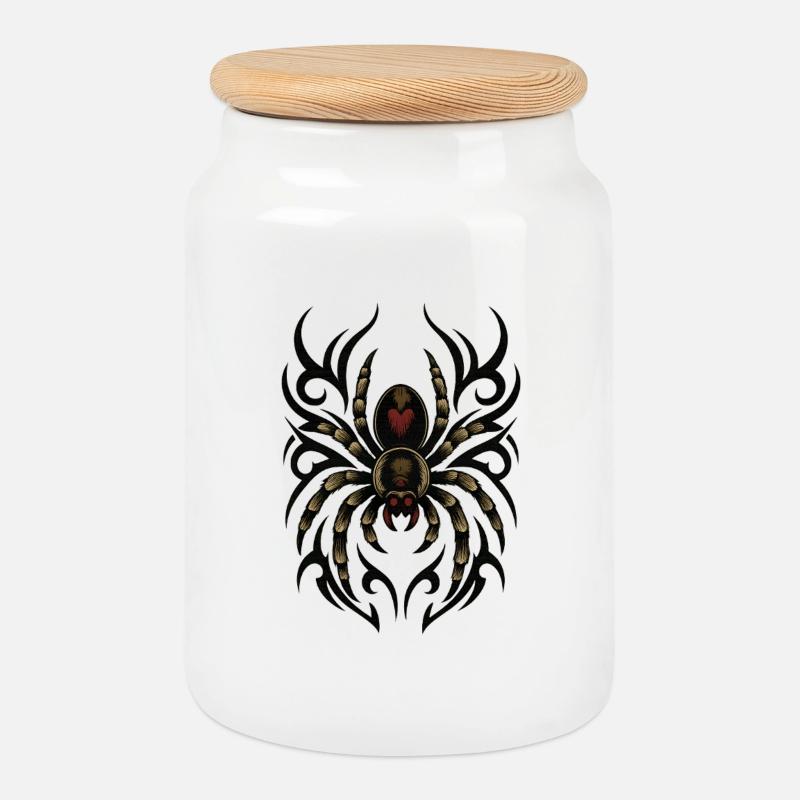 Fancy Tribal-Spider  - Keksdose mit Holzdeckel - Weiß
