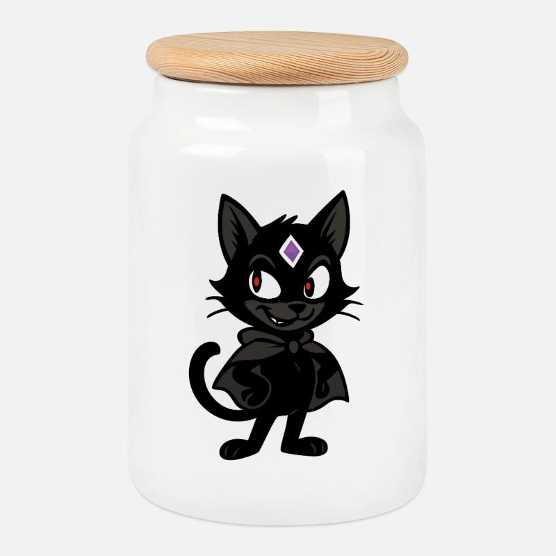 Bad Kitty Vibes - Cookie Jar with Wooden Lid - white